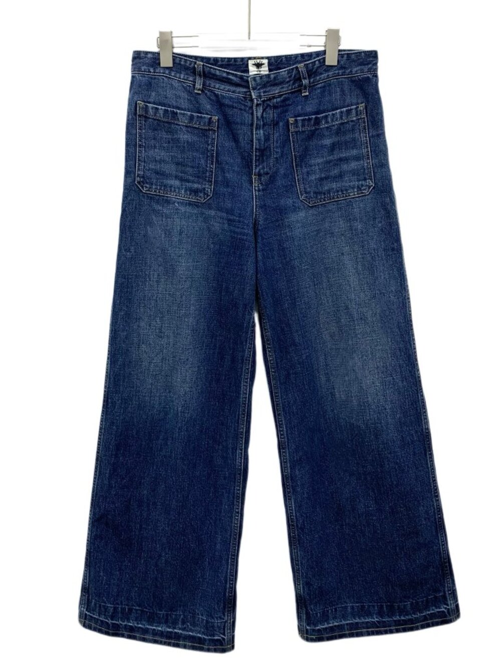 J30660 Dior blue leather logo denim trousers XL size 95 new